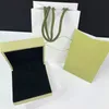 luxury VAN brand clover designer jewelry box packing earrings necklaces bracelets rings top quality light green velvet dust pouch bags gift boxes