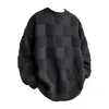 Men's Sweaters Solid Color Men Sweater Thick Warm Knitted With Crew Neck Patchwork Plus Size Long Sleeve For Winter