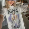 Figur Print chic t-shirt för kvinna kläder rund hals kort ärm bomull casual mysig tee skjorta sommarrock n roll streetwear klassisk lyx tshirt vintage toppar