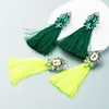 Boucles d'oreilles pendantes en cristal vert pour femmes, bijoux Vintage, mode élégante, Long gland strass, noël, vente en gros
