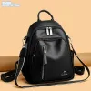 Factory wholesale ladies shoulder bags 6 colors simple Joker printed handbag soft solid color thick leather backpack street popular color matching female bag