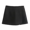 Shorts femininos trafza 2024 primavera culottes para mulheres moda slim lado zíper calça curta feminina versátil estilo preppy mini