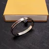 Classic Leather Bracelets Designer for Women Mens Jewery Flowers Bangle 18K Gold Plated Titanium Steel V Pendant Lovers Gift Wristband Cuff Chain Birthday Gift Box