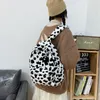 Mochila padrão de vaca casual grande capacidade senhora elegante design mochilas mulheres simples saco de escola de viagem lona ombro
