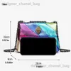 Totes Womens Pu Classic Fashion Contrast Magnetic Shoulder Rainbow Color Patchwork Bag T240220