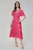 Women's Dress V Neck Short Sleeves Embroidery Sequined Fashion Casual Mid Vestidos