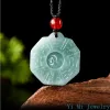 Hängen Natural Agrade Jade Pendant Blue Water Tai Chi Bagua Jade Ice Type Jade Pendant Herr- och kvinnors smycken Jade Pendant