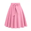 Skirts A-line Skirt Elegant Midi With Belted Tight Waist Soft Ruffle Detail For Women Solid Color High Summer Dating