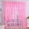 Curtain Home Window Door Room Decoration Pastoral Sunflower Divider Sheer Voile Curtain Beads Tassel Floral Tulle