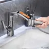 Banyo Lavabo muslukları Çeken Asansör Banyo Havzası Museti 360 Döndürülebilir Su Karıştırıcı Paslanmaz Çelik Mutfak Mutfak Musluk Püskürtme Püskürtme Muslukları