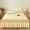 Bed Skirt European Lace Cotton Thickened Anti Slip Protective Cover With Large Hem Dust Sheet Bedspread