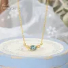 Hängen lamoon vingtate 925 silverhalsband för kvinnor stjärna naturliga London Blue Topaz Small Pendant 14K Guldpläterade fina smycken LMNI111