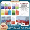 Bobina di rete usa e getta originale UZY Bang BC5000 12 gusti Kit di sigarette elettroniche 5000 sbuffi 12 ml 650 mAh ricaricabile Vs elfbar BC5000 barretta di vape persa mary bars xxl PUFF 5K