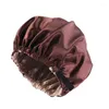 Berets Women Large Satin Bonnet Dilky Night Sleeping Cap ضبط زر القبعة الجمال صالون منتجات الحمام