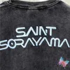 Męskie koszulki Summer Saint T-shirts czarny umył dziura vintage Hiphop Street Top TEE OUNDAMISE MĘŻCZYZN Kobiety Krótkie rękawy Tshirty Q240220