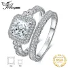 Ringe JewelryPalace 2 PCs Ehering für Frauen 925 Sterling Silber Verlobungsring AAAAA CZ Simulierte Diamant -Luxusbrautesets