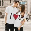 Damen-T-Shirts, passend für Paare, „I Love U“, bedruckt, kurz, groß, Damen-Trainingskleidung, Damen-Sommer-Tops aus Baumwolle