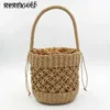 Totes ollow femmes et sac été tissé seau Beac sac et fait femme sacs de paille boémien fourre-tout tricot haut-andle Mes sac BasketH24220