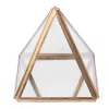 リングガラスジュエリーボックスゴールデンジオメトリック装飾ボックス幾何学ガラスピラミッドリングホルダー結婚式の誕生日プレゼント