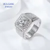 Anneaux Bague Moissanite de couleur D pour hommes, en argent Sterling 1/2/3 Carat, diamants ronds brillants, bague de fiançailles, bijoux de mariage pour hommes