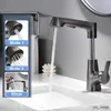 Bathroom Sink Faucets Pull Out Lift Bathroom Basin Faucet 360 Rotatable Water Mixer Stainless Steel Kitchen Sink Faucet with Pull Out Sprayer Taps