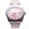 36 Luxury Men's Watch DayDate Style White Randig Dial Sapphire Glass Automatisk rörelse 316L Rostfritt stål ST266Z