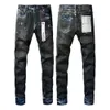 Дизайнерские мужские джинсы фиолетовые джинсовые брюки Жан Мужские штаны Прямой дизайн ретро -уличная одежда фиолетовая бренда 829