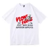 Vlone camiseta elegante nova vermelha grande V estampado padrão camiseta de manga curta para homens e mulheres BF high street meia manga