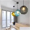 Lampes suspendues Lampes en verre de diamant modernes Creative Colorf LED Restaurant Cuisine Intérieur Luminaires d'éclairage Drop Livraison Dheck