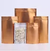 wholesale Gold Aluminum Bag One Side Clear Window Self seal Bag Food Standing Packaging Pouch Plastic Grain Storage Display Bag