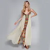 Casual jurken KHALEE YOSE bloemenborduurwerk Boho maxi zomerstrandjurk off-shoulder katoen hippie zigeuner vintage sexy vakantie