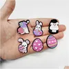 Cartoon Zubehör Mädchen Osterhase Charms Großhandel Kindheitserinnerungen Lustiges Geschenk Schuh PVC Dekoration Schnalle Weichgummi Clog Dr Dhxl3