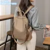 Wholesale ladies shoulder bag 3 colors simple and versatile lychee pattern handbag soft and comfortable leather backpack street trend double zipper backpacks 608