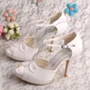 Sandals Clearance Women's High-Heeled Lace Wedding Bridal Shoes Open Toe