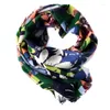 Scarves Wool Fashion Flower Printed Scarf Satin Elastic Long Ribbon Hair Tie Women Scrunchies Accessories