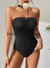 Maillots de bain pour femmes Peachtan Black One Piece Maillot de bain Femme 2023 Luxe Bandeau Corée Style Mariée Beachwear Monokini BodyH2422088