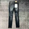 Jeans da uomo Jeans viola-BRAND Jeans da uomo alla moda Stile cool Designer di lusso Pantaloni in denim Motociclista strappato effetto consumato Nero Blu Jean Slim Fit Taglia moto 30-40