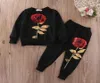 Verkaufe Frühling Unisex Kleidung Designer Mädchen Trainingsanzug Boutique Kinder Rose Pailletten Print Hoodies Hose Kleinkind Kind Kleidung Set 37Y Y8876016