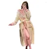 Women's Sleepwear Women Long Robe Sexy Lace Nightwear Princess Style Kimono Warm Coral Fleece Bathrobes Loose Winter Homewear