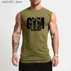 Herren T-Shirts Gym Tank Top Herren Fitness Kleidung Kompressionsweste Baumwolle Bodybuilding Stringer Tanktop Muskel Singlet Workout Ärmelloses Shirt Q240220