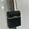 13 cm söt 3 färgdesigner kvinnor makeup väska mini crossbody mynt handväska läder matelasse kedja guld hårdvara kedja handväska vintage underarmsäck kort hållare sacoche