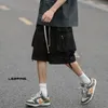 Mäns shorts japanska vinröd arbete shorts sommar överdimensionerad retro gata trend korta byxor män y2k last par 2023 ny sweatpantsh24220