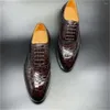 Zapatos de vestir Melei Crocodile fgLther Men Rfgund Head fgLae-upfg Wear-resting Buss Male Fomal