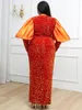 Plus Size Jurken Dames Luxe Pailletten Feestjurk Uitgesneden Sweetheart Hals Pofmouwen Fluwelen Lange Glitter Jurken Classy Beroemdheid 4XL