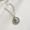 Hängen Vintage 925 Sterling Silver Guardian Angel Wings Coin Pendant Beads Chain Bild Figur Design Wild Necklace CB316