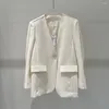 Kombinezony damskie Superaen 2024 Spring Korean Design Casual V-Neck Suit Płaszcz Losowy Blazer