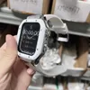 Uhrenarmbänder Luxusgehäuse-Modifikationssatz für Apple Band 9 8 7 45mm 44mm Metalllegierung Lünettenrahmen Silikonarmband IWatch 6 SE 5