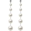 Boucles d'oreilles Trusta authentique la plus récente 925 Sterling Silver Fashion Synthesis Pearl 6cm Long Boucles d'oreilles pour les femmes Bijoux de mariage des filles Da480