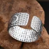 Ringar ren 999 silver pixiu ringar för män och kvinnor öppningstyp hjärta sutra graverade buddhistiska smycken