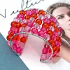 Bangles Fashion Crystal Beads Bangles for Women Accessories 2023 New Trendy Arm Cuff Bracelet Femme Vacation Party Jewelry Gift